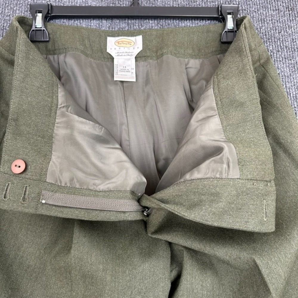 TALBOT'S Womens Italian Wool Lined Dress Pants Olive Green Stretch Size 14P - Picture 8 of 11